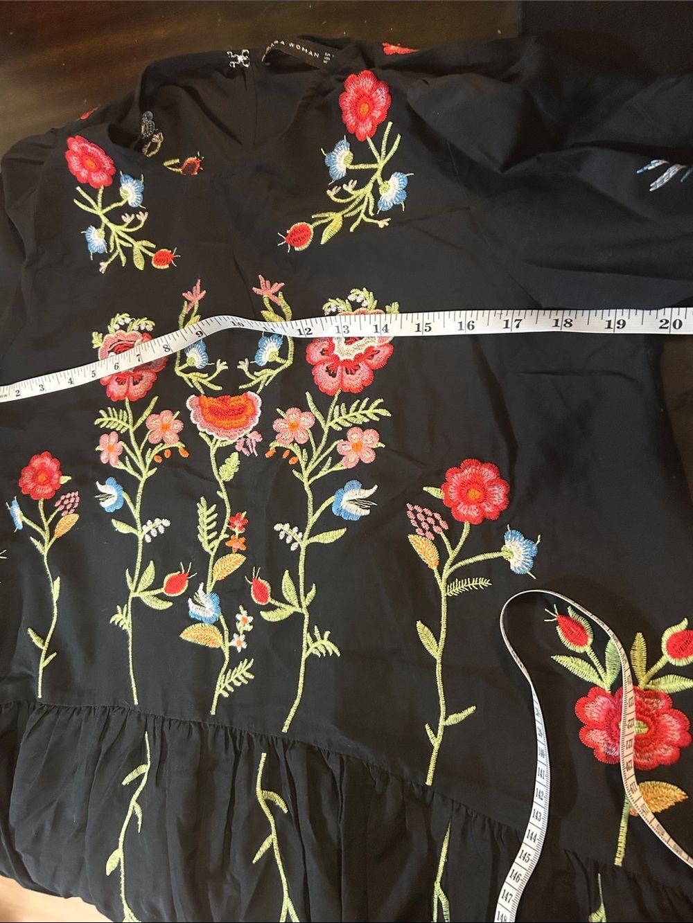 ZARA black floral embroidered dress - Picture 8 of 9